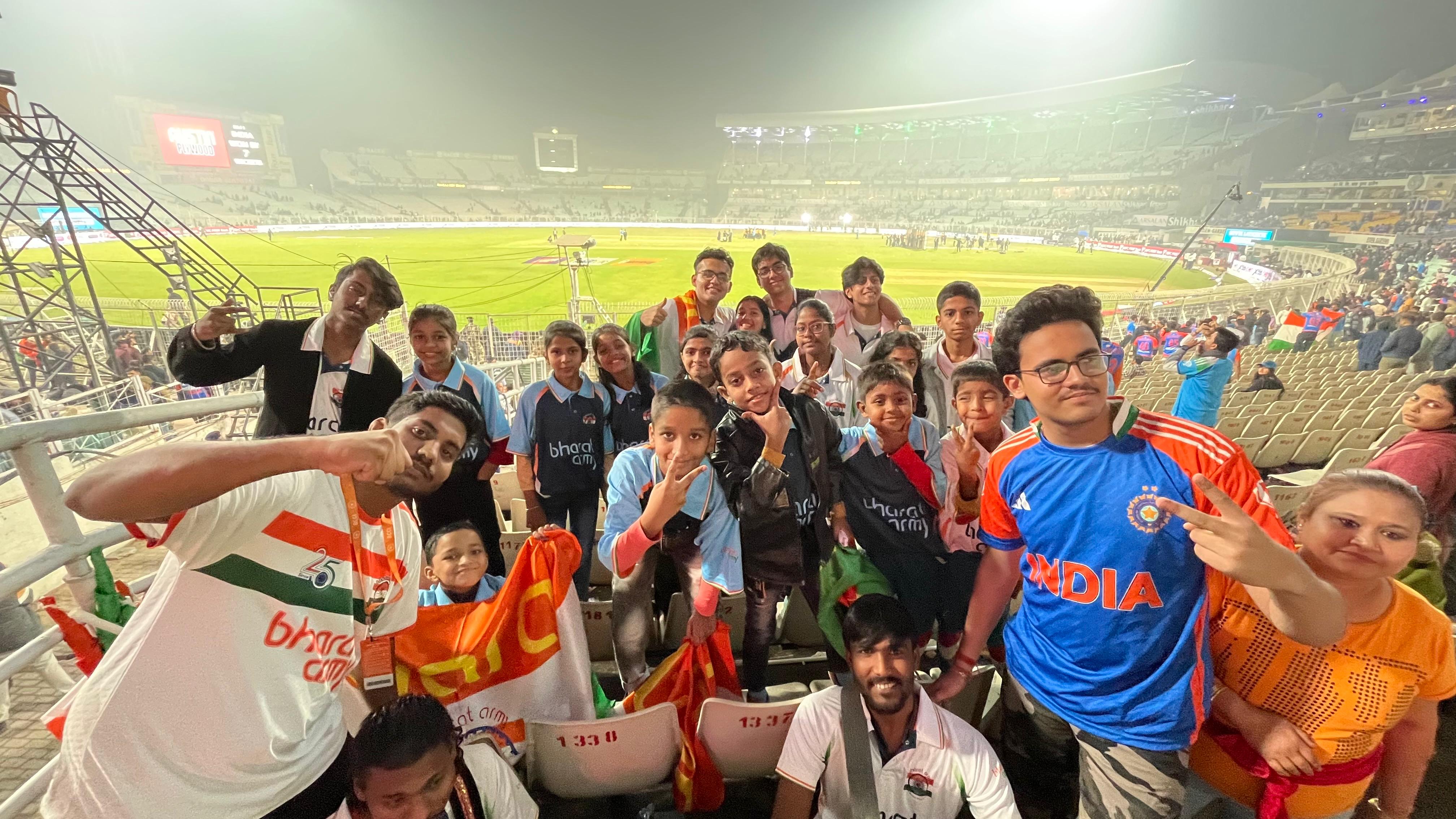Bharat Army brings smiles by taking 20 underprivileged children of Smile Makers Foundation for the India vs England T20I at Eden Gardens
