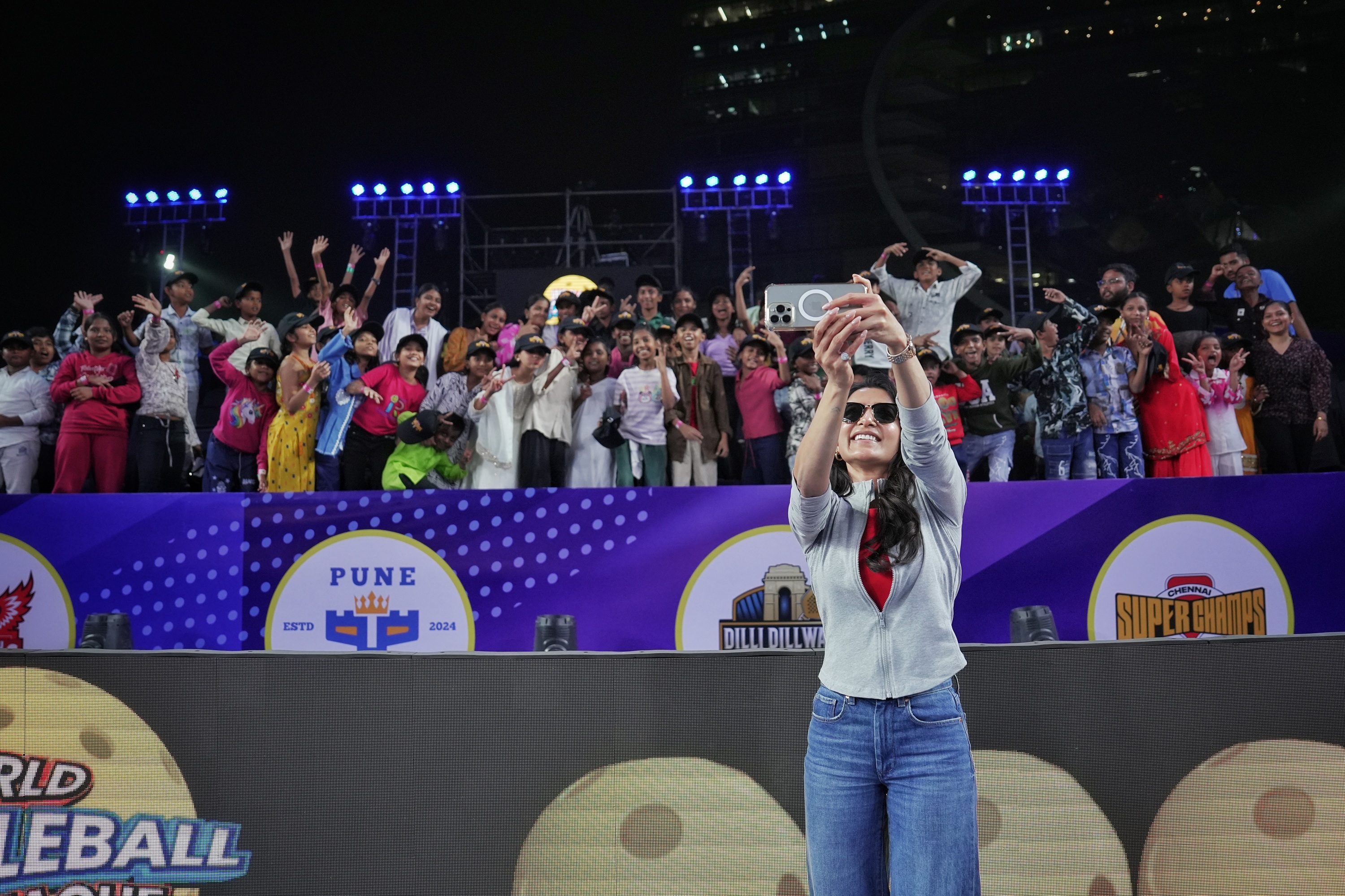 Chennai Super Champs storm to their fourth straight win buoyed by the cheers of Samantha Ruth Prabhu with kids from NGOs